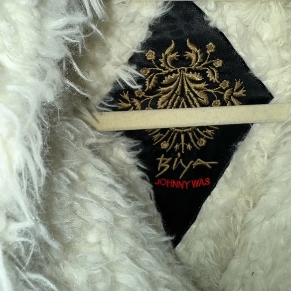 Johnny Was Patterned Afghan Coat with Faux Fur Trim